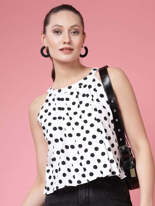 women polka doted halter neck crop top - 21910514 -  Standard Image - 0