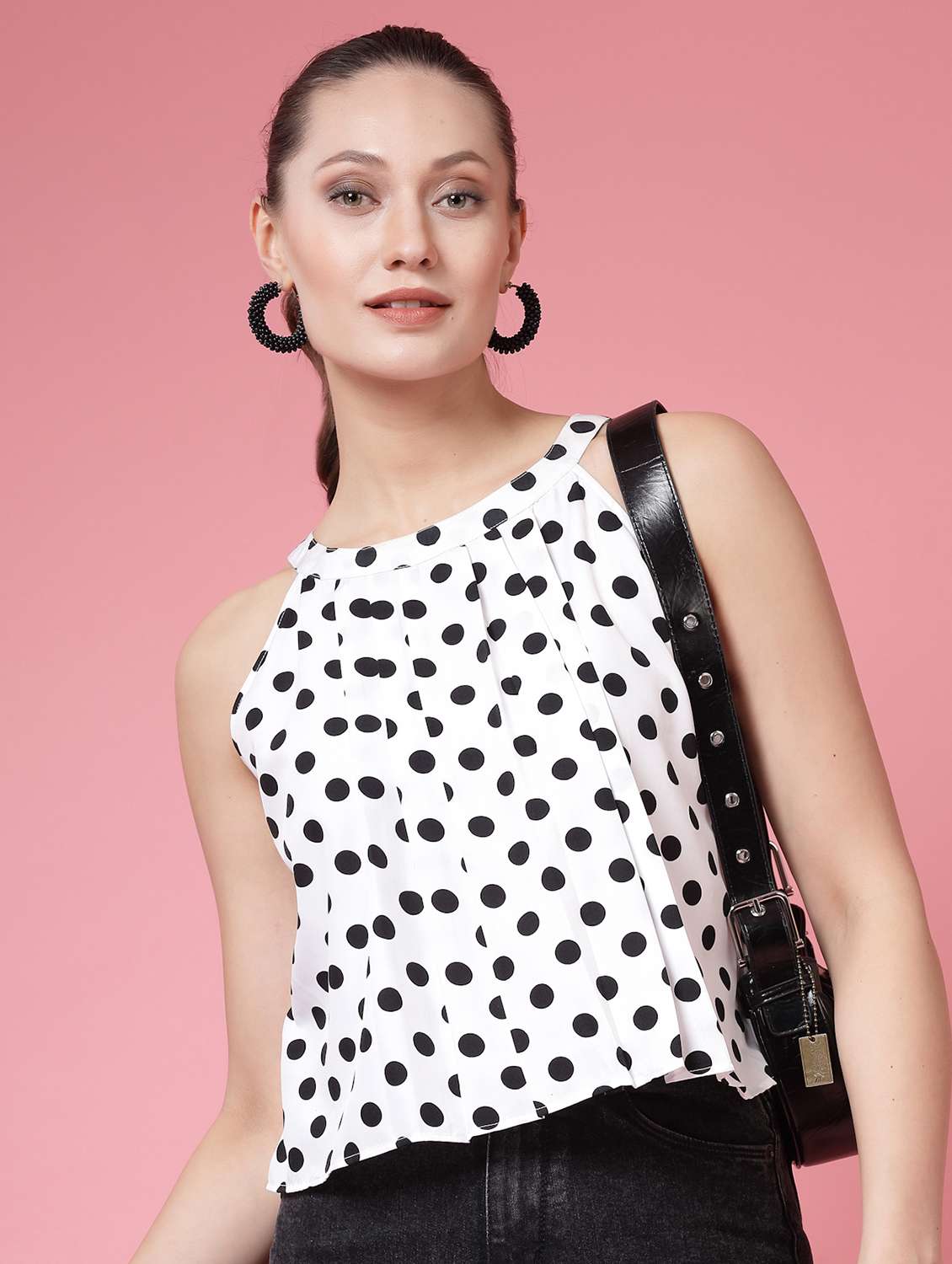 women polka doted halter neck crop top - 21910514 -  Zoom Image - 0