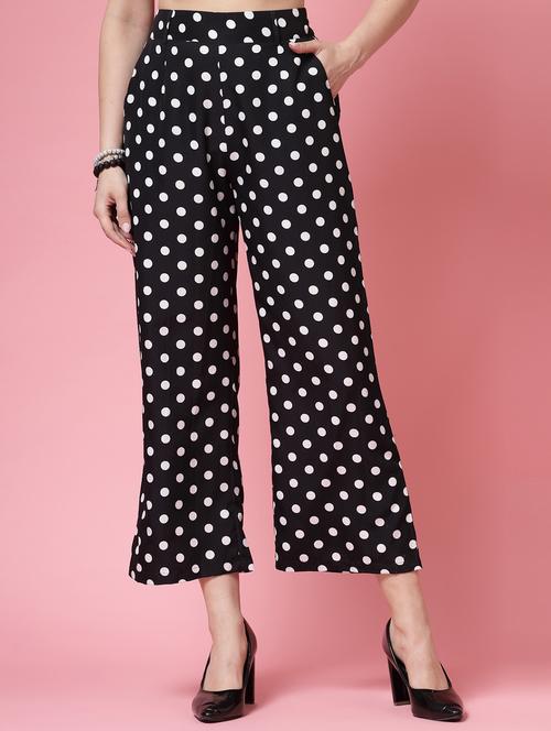 women polka doted high rise straight palazzo - 21910529 - Standard Image - 0
