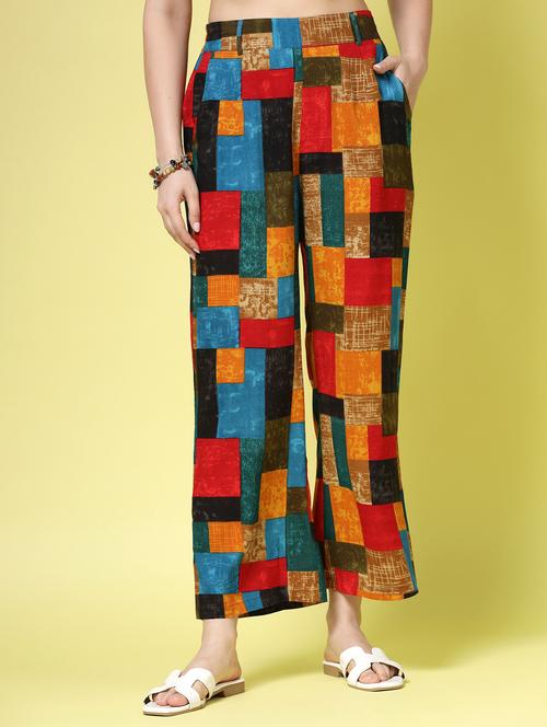 women printed high rise palazzo - 21910531 - Standard Image - 0