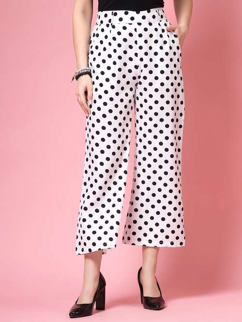 women polka doted high rise straight palazzo - 21910532 - Standard Image - 0