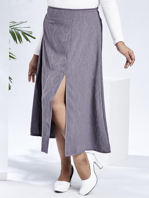 globus gloplus women grey mid-rise self design bohemian front slit plus size a-line midi skirt - 21910558 - Standard Image - 0