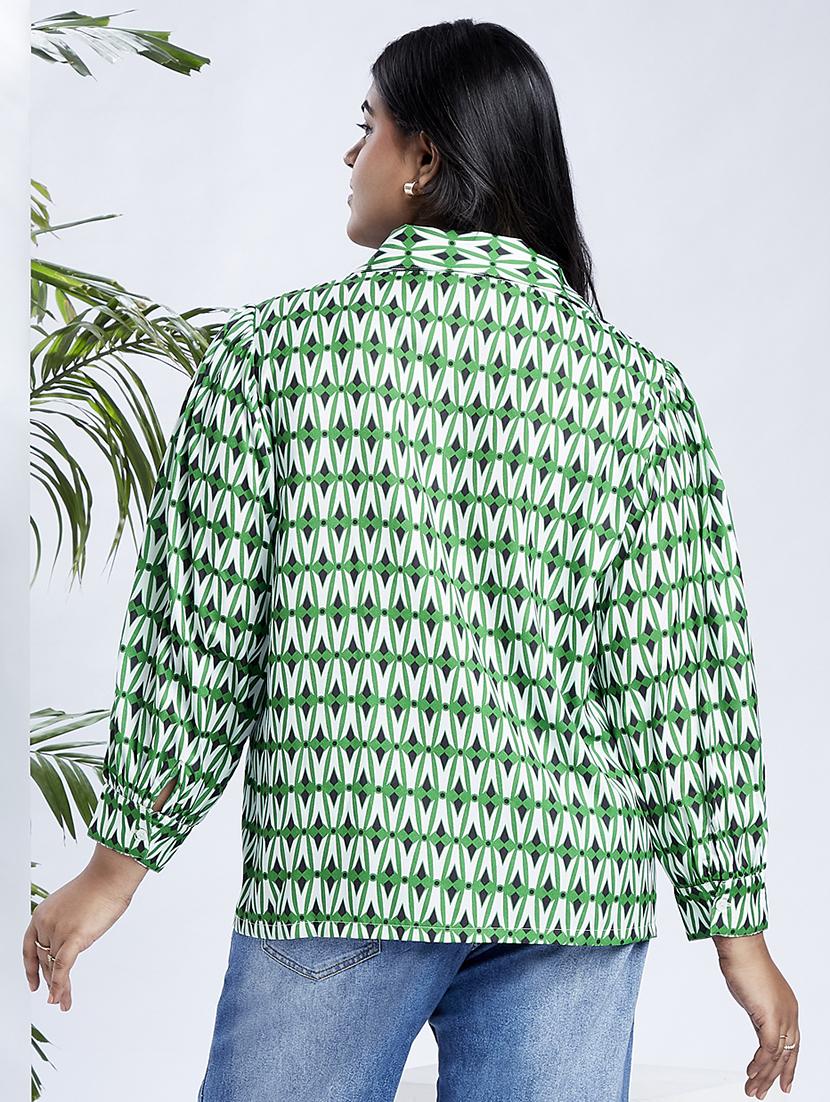 women plus size printed collared shirt - 21910595 - Standard Image - 2