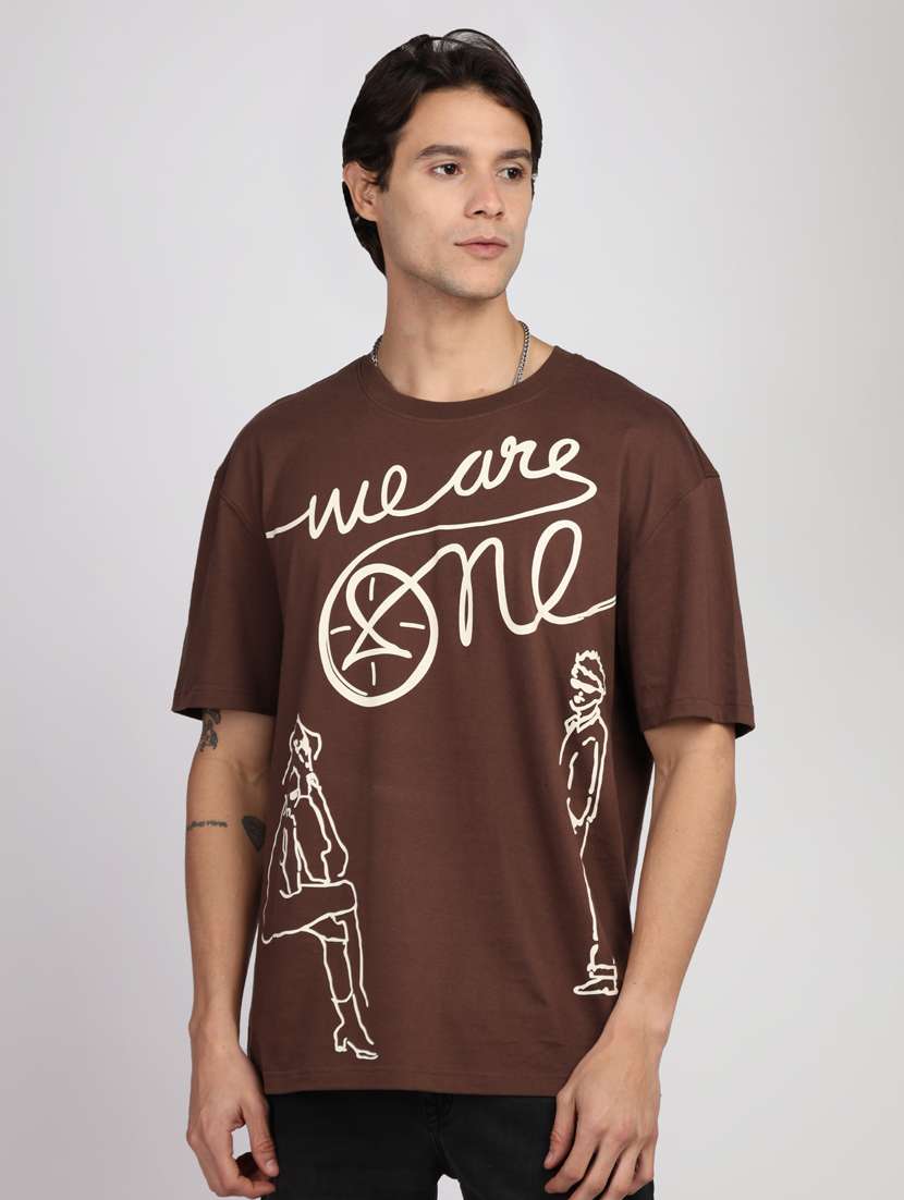 men front print round neck regular fit t-shirt