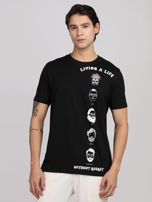 men front print round neck regular fit t-shirt - 21910628 - Standard Image - 0