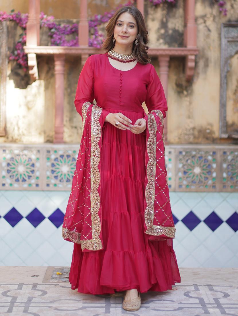 women long sleeve anarkali kurta dupatta set - 21911130 - Zoom Image - 0