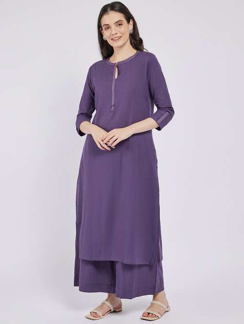 women three quarter sleeve straight kurta - 21911156 - Standard Image - 0