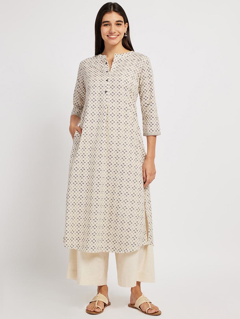 women printed three quarter sleeve a-line kurta - 21911159 -  Zoom Image - 0