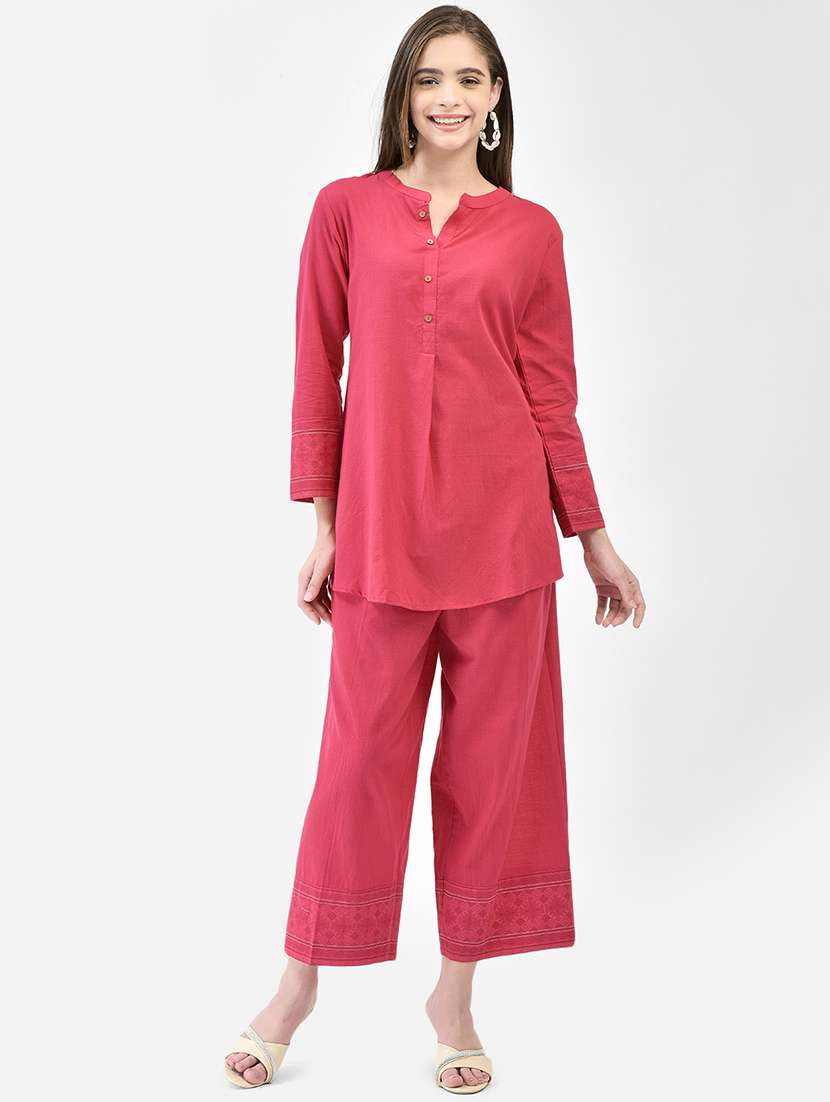 women three quarter sleeve ethnic co ord set