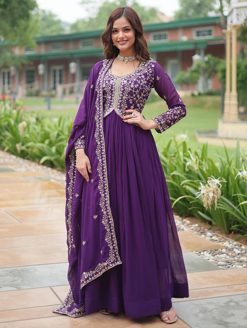 women embroidered long sleeve anarkali kurta dupatta set - 21911170 - Standard Image - 0