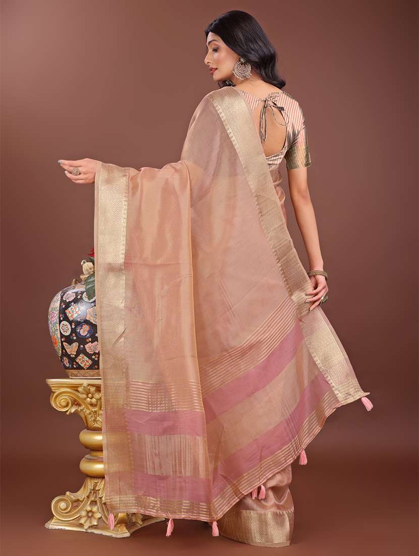 women solid with bordered saree with blouse - 21911503 -  Standard Image - 2