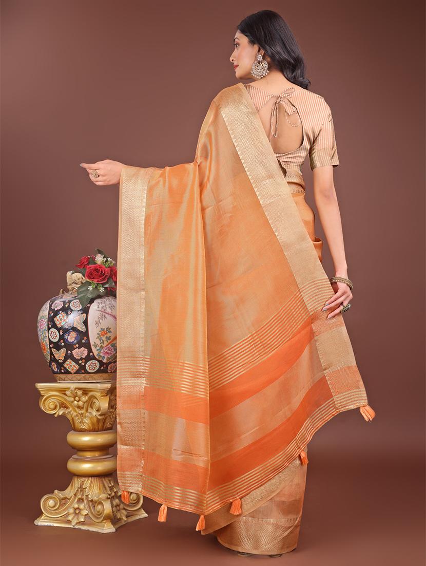 women solid with bordered saree with blouse - 21911504 - Standard Image - 2