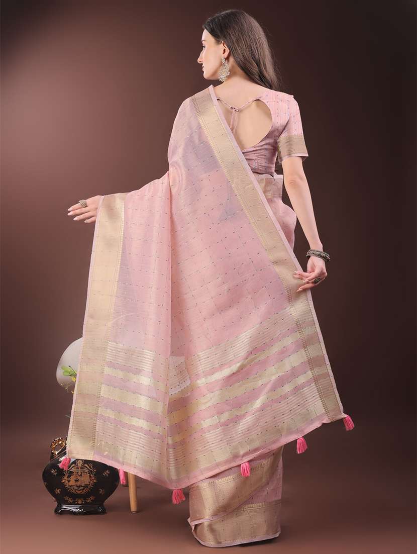 women solid with bordered saree with blouse - 21911505 -  Standard Image - 2