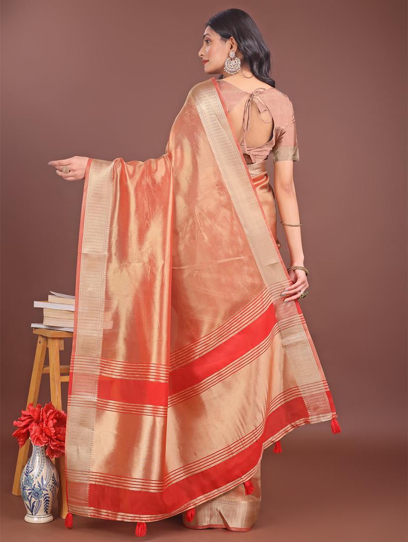 women solid with bordered saree with blouse - 21911511 - Standard Image - 2