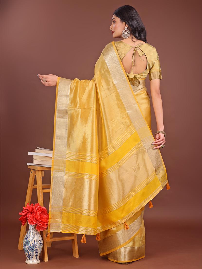 women solid with bordered saree with blouse - 21911512 - Standard Image - 2