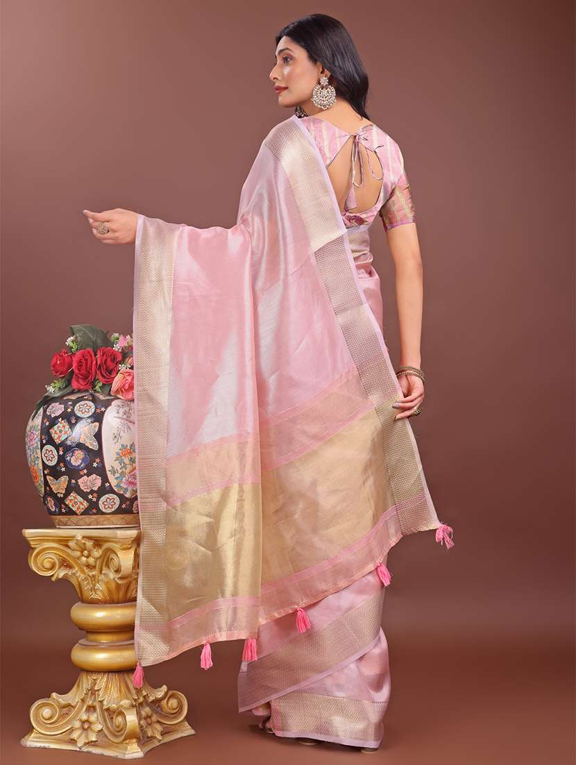 women solid with bordered saree with blouse - 21911521 -  Standard Image - 2