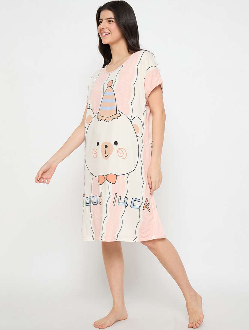 women printed short sleeves sleepshirt - 21911557 -  Standard Image - 2