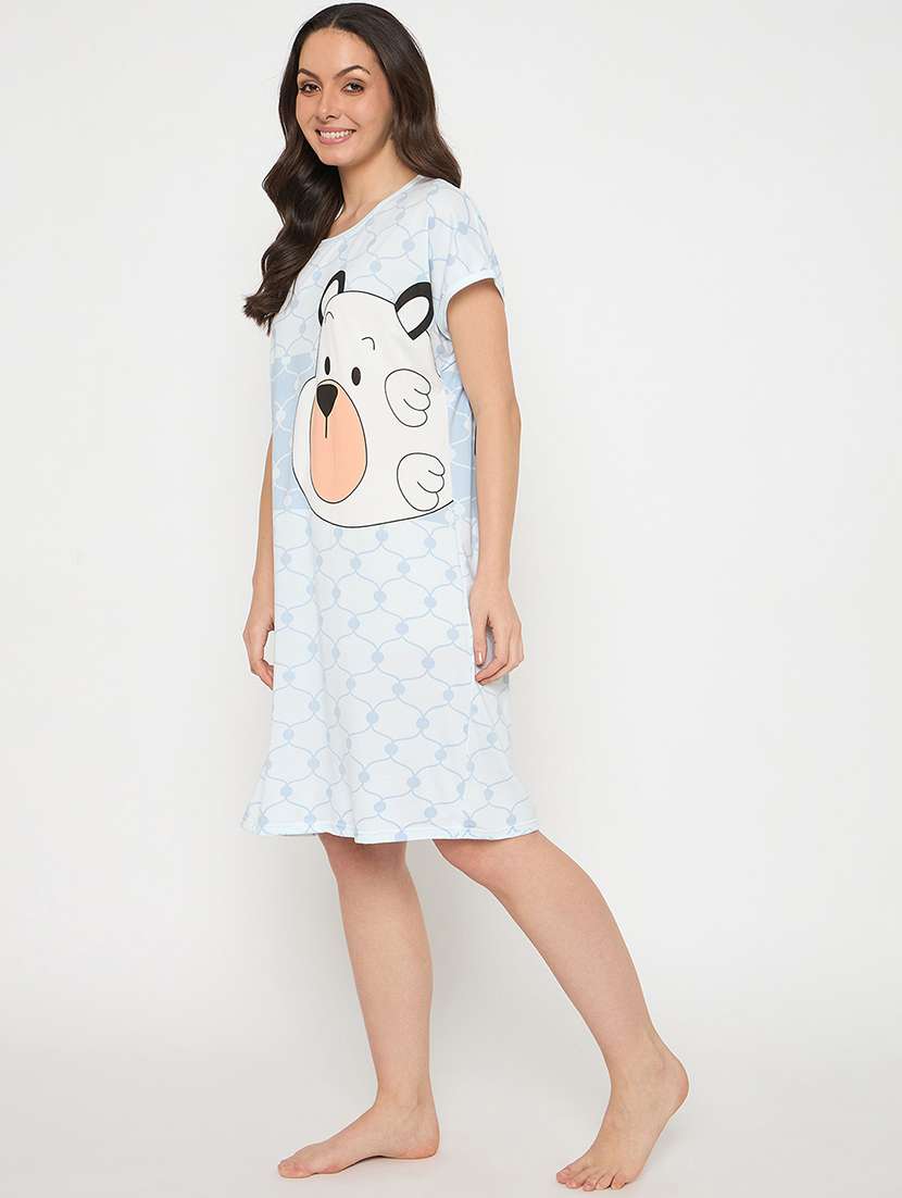 women printed short sleeves sleepshirt - 21911560 -  Standard Image - 2
