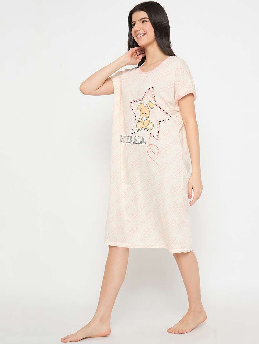 women prinyed short sleeves sleepshirt - 21911567 -  Standard Image - 2