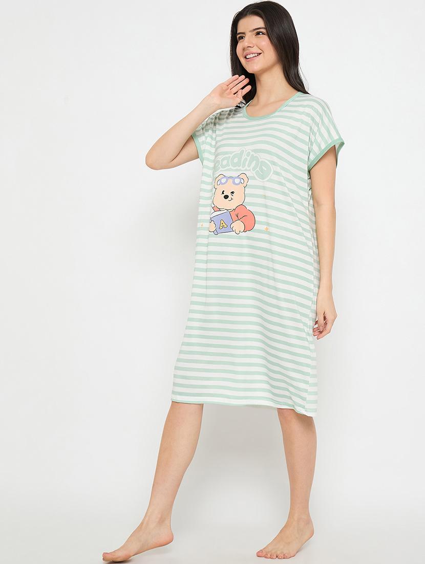women printed short sleeves sleepshirt - 21911598 - Standard Image - 2