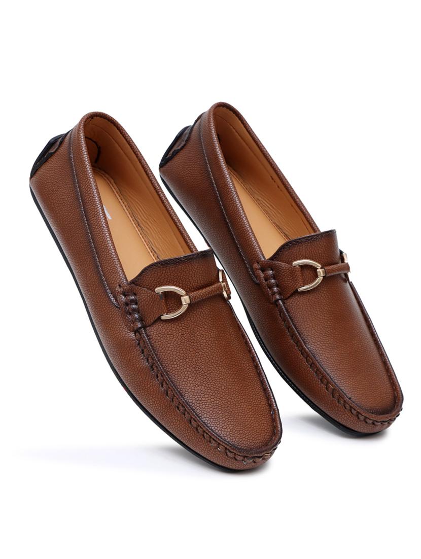 men brown solid slip on horsebit loafer - 21911731 - Standard Image - 2