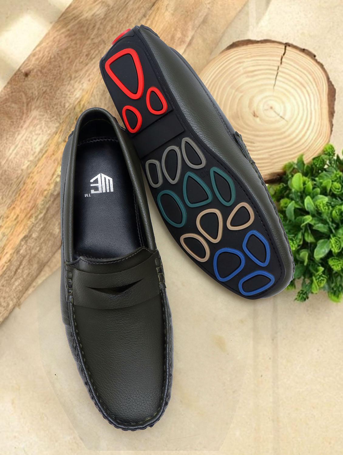 men olive solid slip on loafer - 21911733 -  Zoom Image - 0
