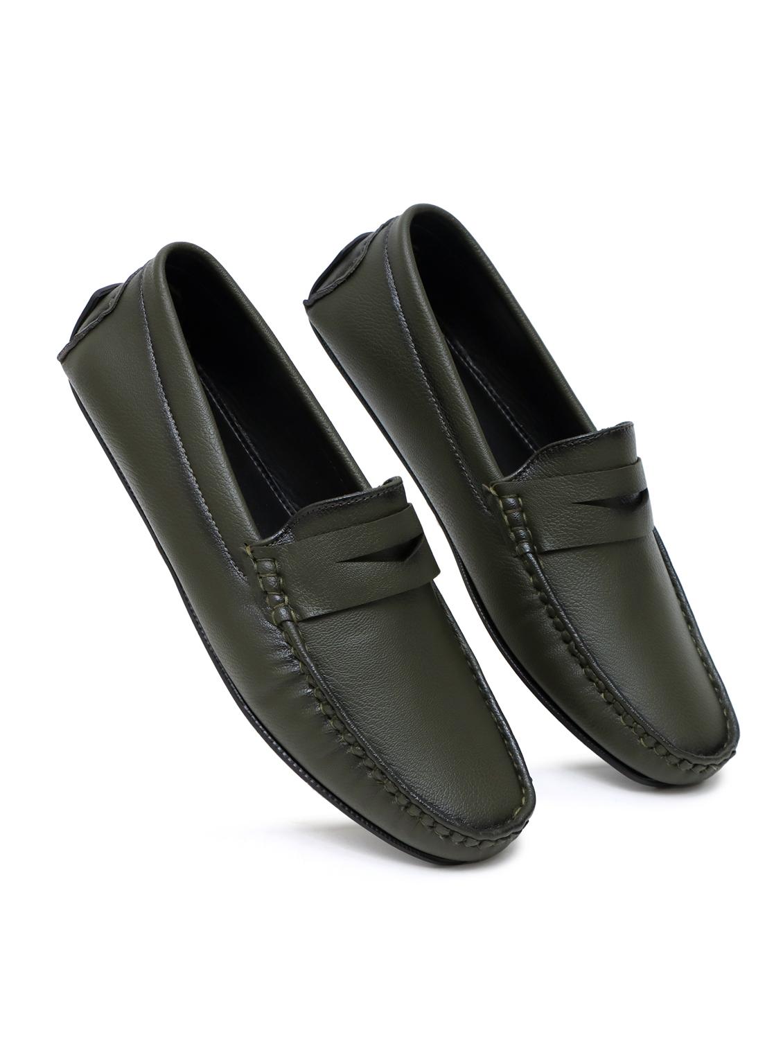 men olive solid slip on loafer - 21911733 - Standard Image - 2