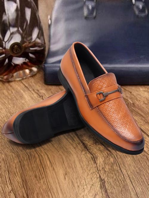 men tan textured slip on horsebit loafer - 21911735 -  Standard Image - 0