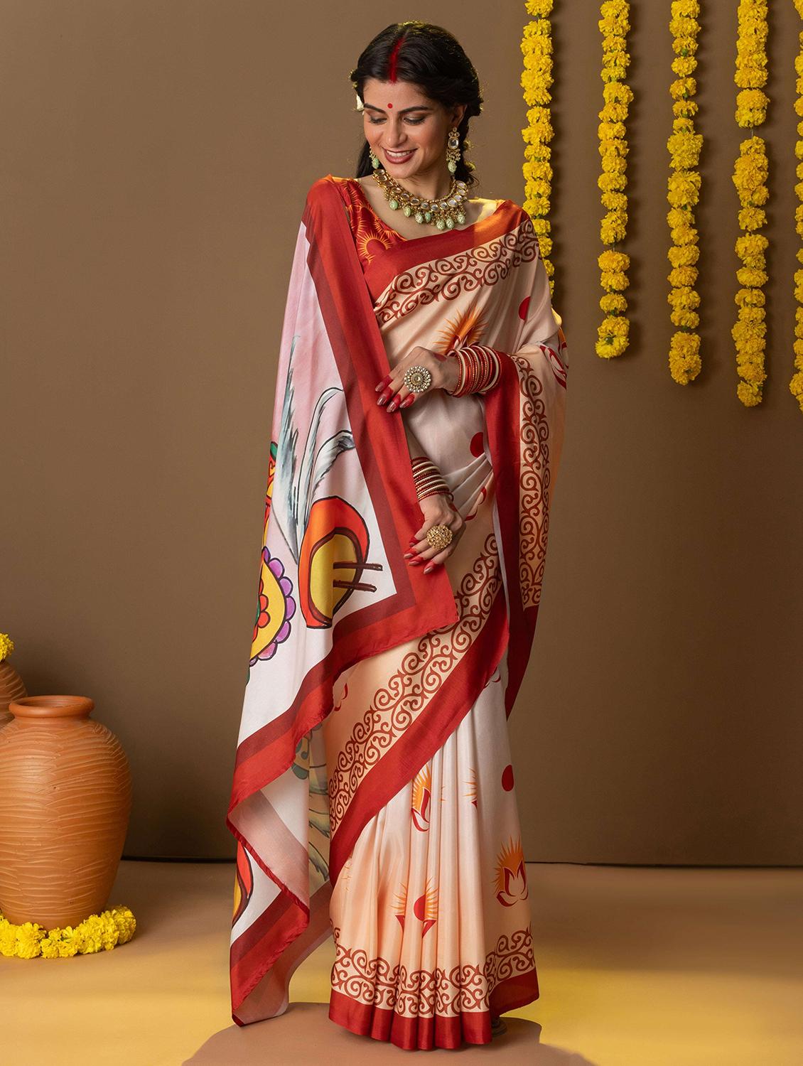women printed casual wear saree with blouse - 21911818 - Standard Image - 2