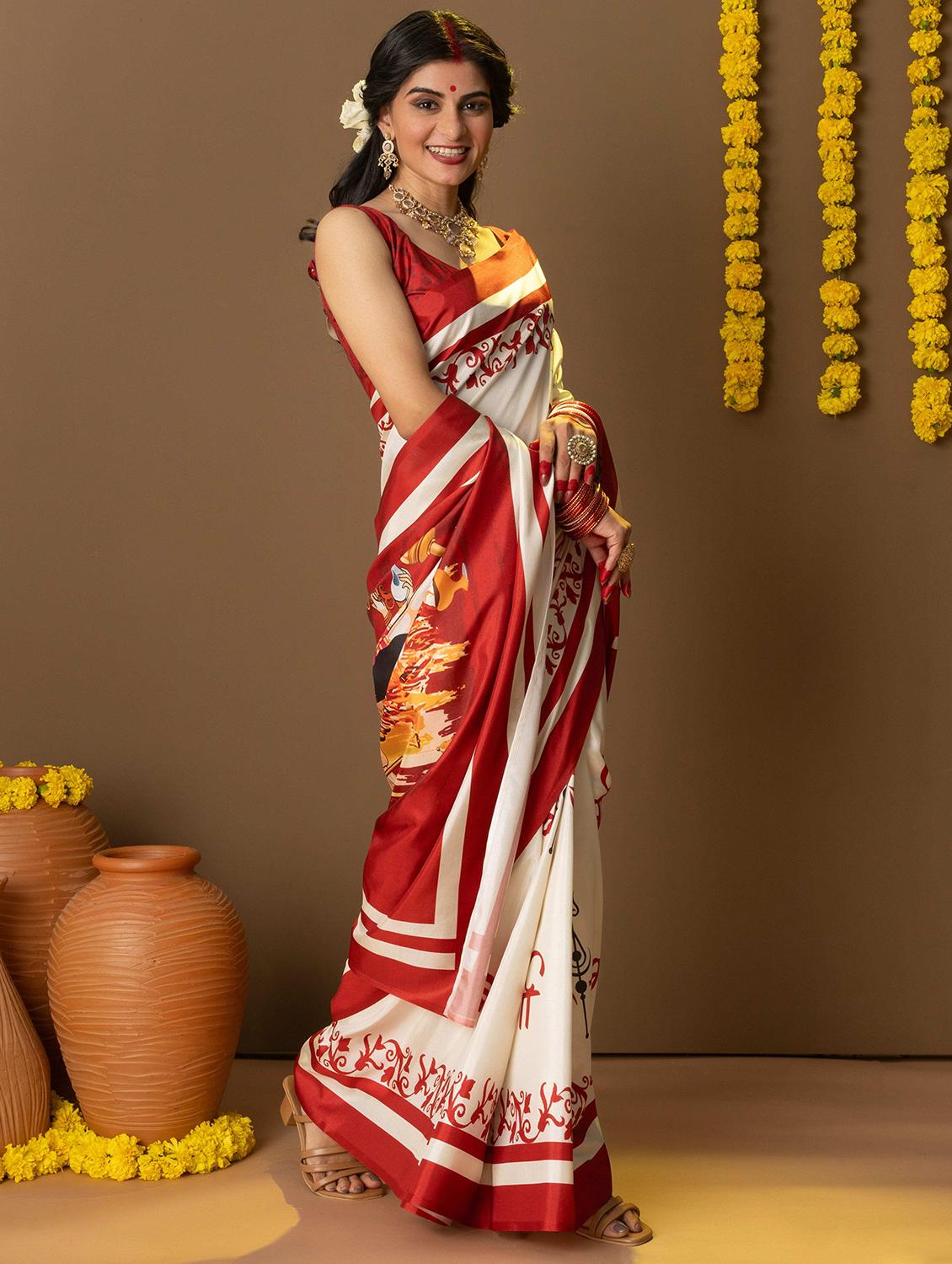 women printed casual wear saree with blouse - 21911822 - Standard Image - 2