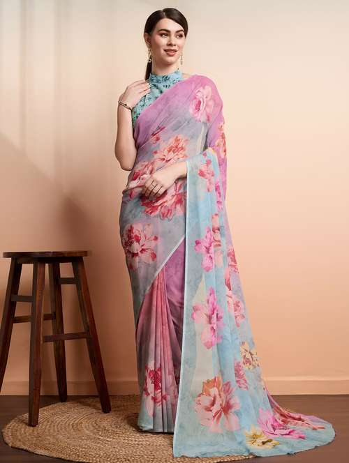 women printed casual wear saree with blouse - 21911832 -  Standard Image - 0