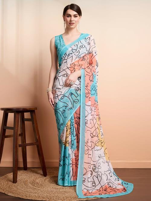 women printed casual wear saree with blouse - 21911833 -  Standard Image - 0