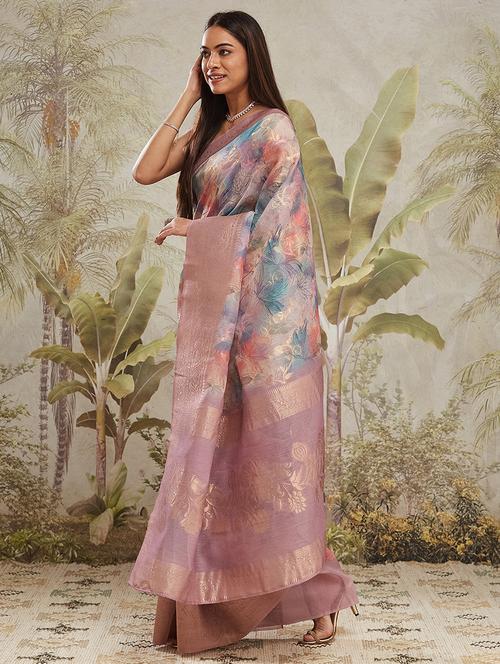 women floral printed bordered saree with blouse - 21911842 -  Standard Image - 0