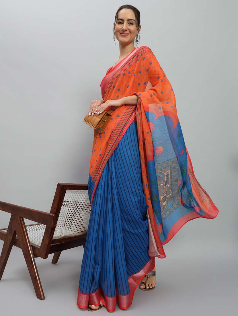 women printed casual wear saree with blouse