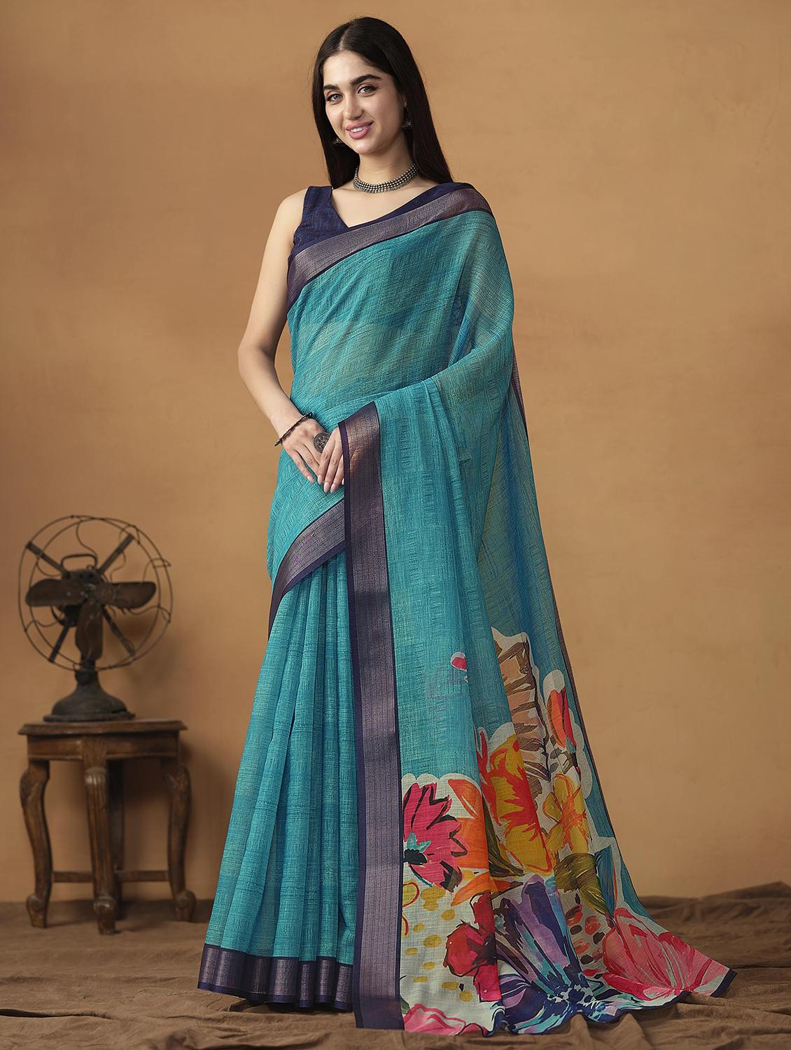 women printed casual wear saree with blouse - 21911852 - Zoom Image - 0