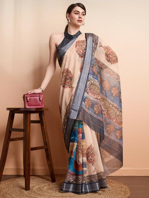 women printed casual wear saree with blouse - 21911859 -  Standard Image - 0
