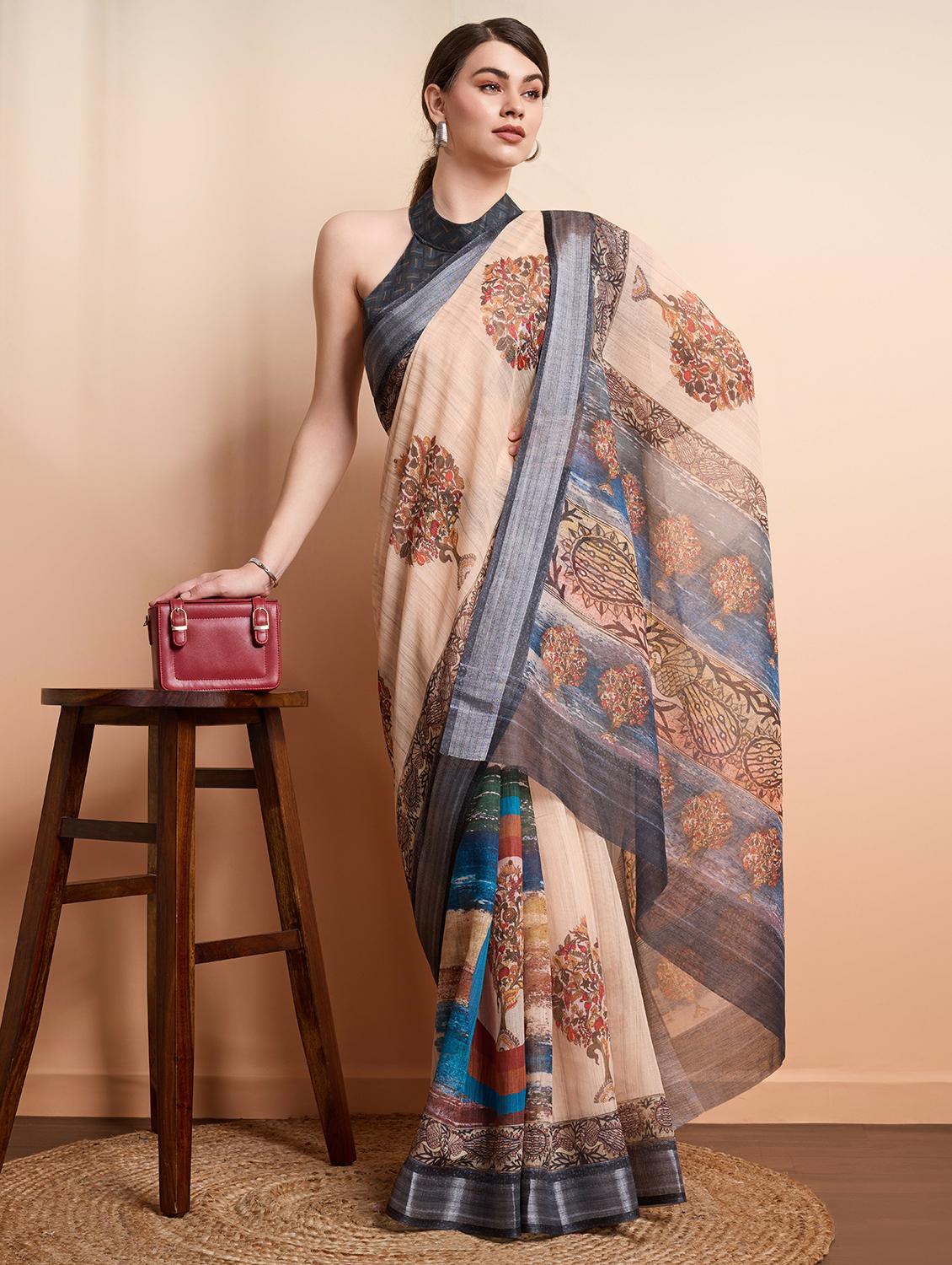 women printed casual wear saree with blouse - 21911859 -  Zoom Image - 0