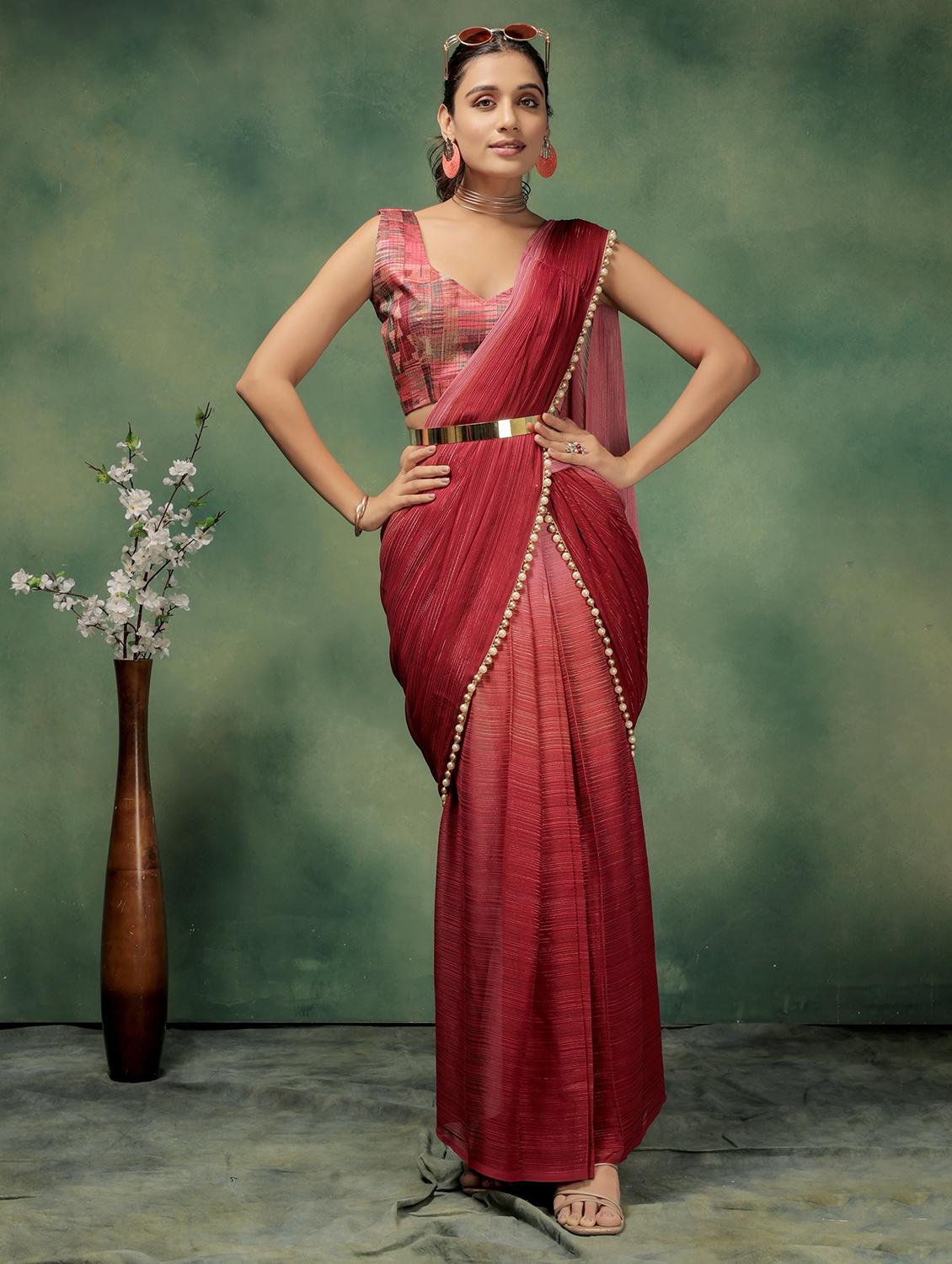 women ombre ready to wear saree with blouse - 21911871 -  Zoom Image - 0