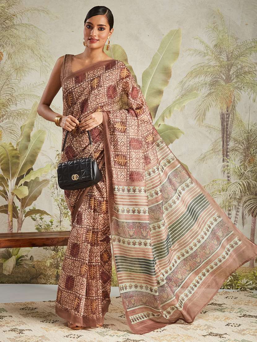 women printed ready to wear saree with blouse