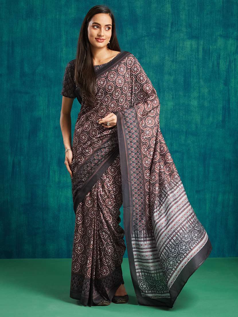 women printed ready to wear saree with blouse