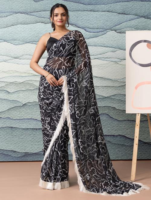 women printed ready to wear saree with blouse - 21911952 - Standard Image - 0