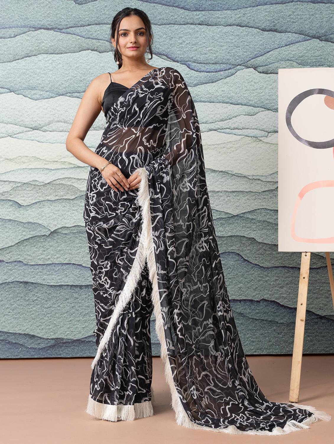 women printed ready to wear saree with blouse - 21911952 - Zoom Image - 0