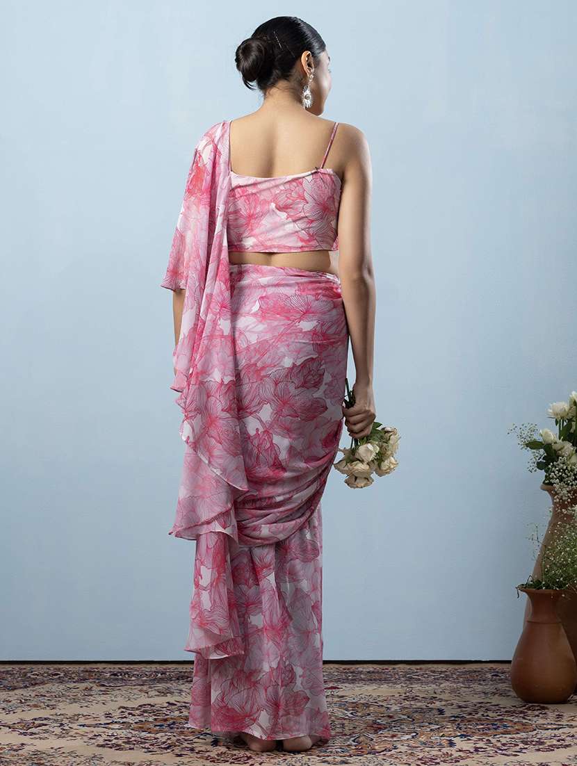 women printed ready to wear saree with blouse - 21911955 - Standard Image - 2