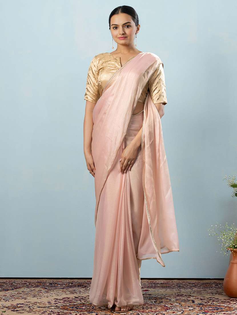 women solid ready to wear saree with blouse