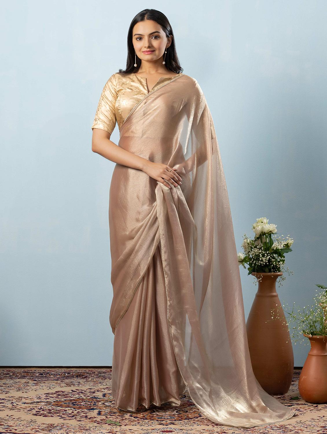 women solid ready to wear saree with blouse - 21911959 - Zoom Image - 0