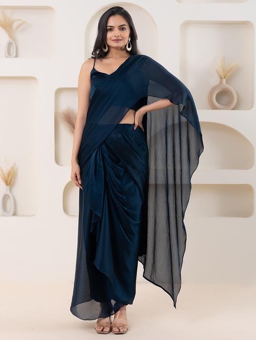 women solid ready to wear saree with blouse - 21911982 -  Standard Image - 0