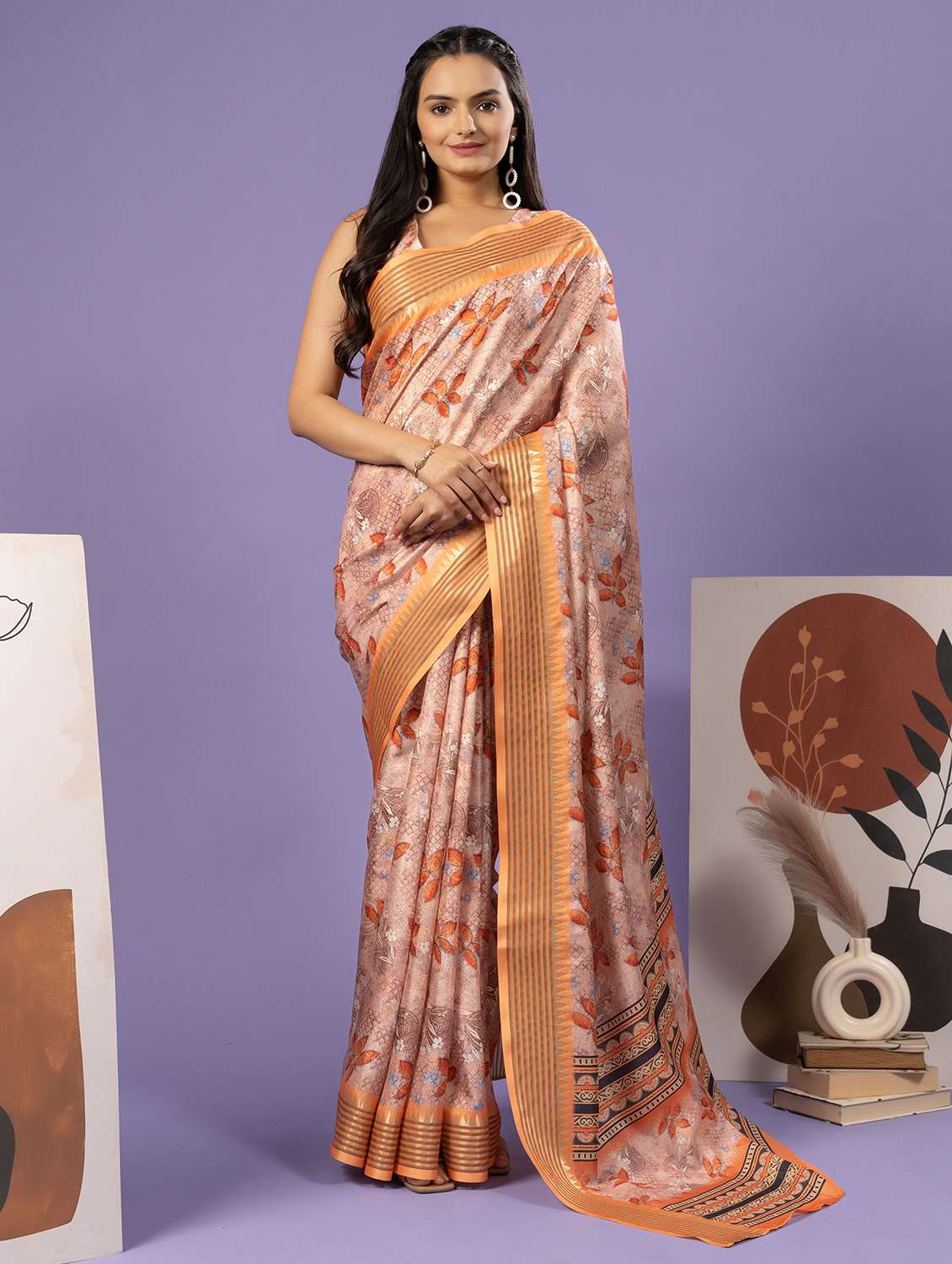women floral printed ready to wear saree with blouse - 21911994 - Zoom Image - 0