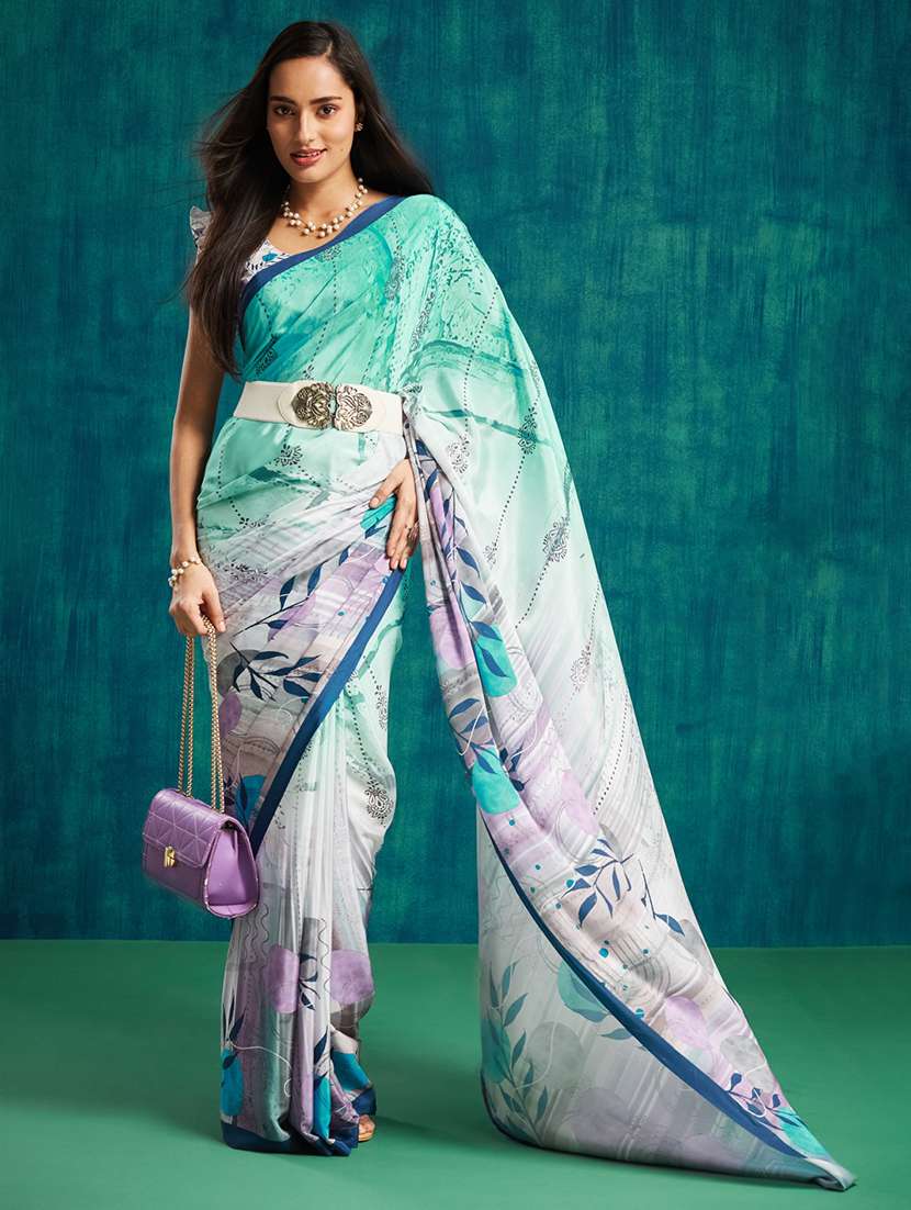women printed casual wear saree with blouse