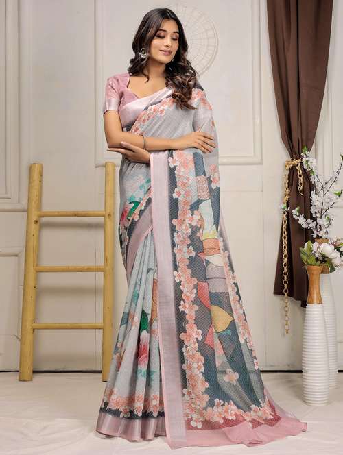women printed casual wear saree with blouse - 21912125 -  Standard Image - 0