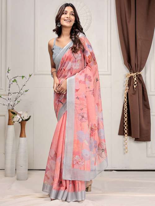 women printed casual wear saree with blouse - 21912126 -  Standard Image - 0